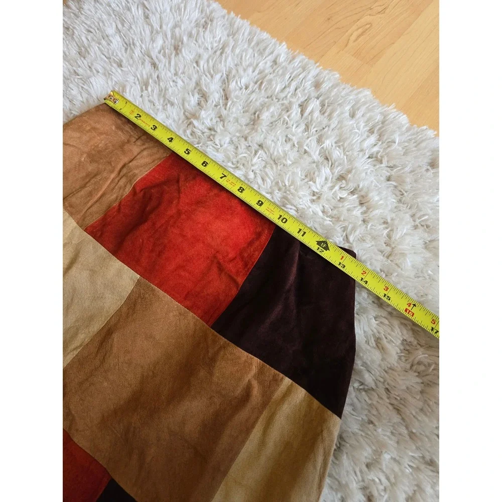 Siena Collection Patchwork Suede Mini Skirt Earth Tones Sz 14 Vtg Y2k Friends‎